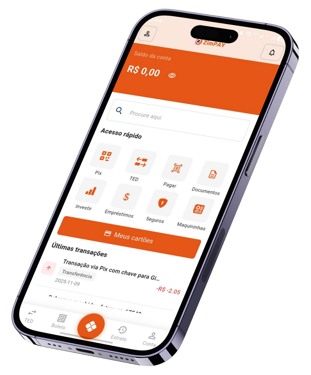 Dashboard financeiro ZimPAY